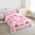 thumbnail image 4 of Homewish Girls Personalized Gifts Queen Comforter Set,Bowknot Latter C Bedding Sets,Cartoon Bow Tie Ribbon Bedding Comforter Set For Girls Teens,Lightweight Room Decoration Reversible,3 Pieces, 4 of 9