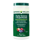 Spring Valley Daily Greens + Super Foods Digestive Health Dietary Supplement, Mixed Berry Flavor, 30 Servings, 7.94 oz