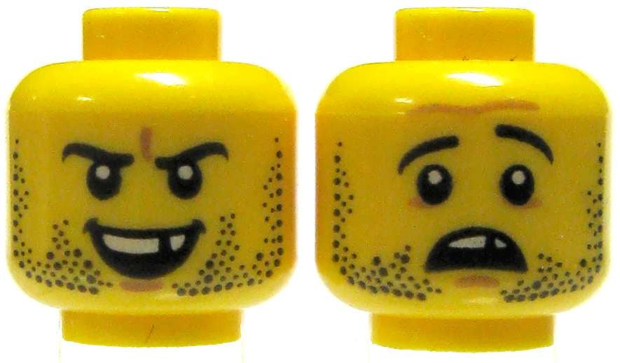 LEGO Minifigure Parts Yellow Male with Stubble and Missing Tooth Grin