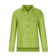 thumbnail image 3 of SDNall Womens Solid Color V Neck Loose Blouse Longt Sleeve Casual Work Tunic Tops With Pocket, 3 of 9
