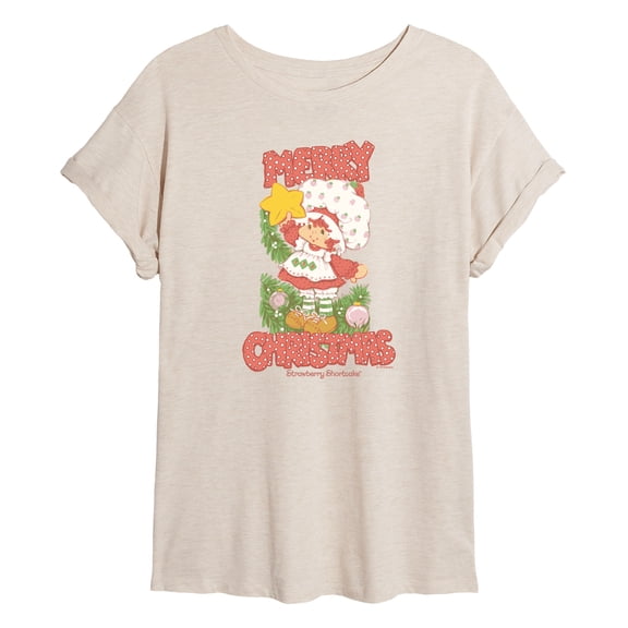 Strawberry Shortcake - Merry Christmas - Juniors Oversized Graphic T-Shirt