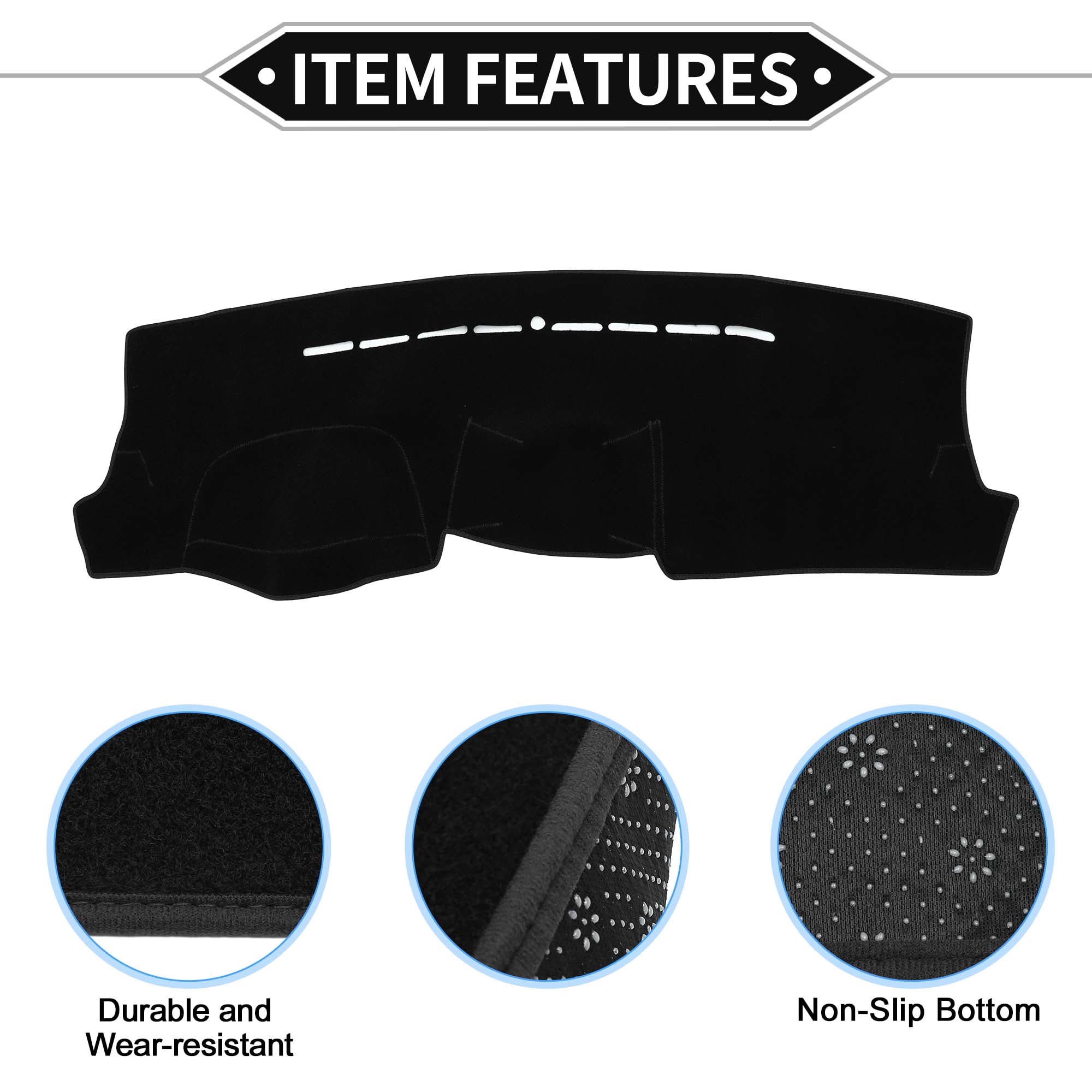 Unique Bargains Dashboard Covers for Hyundai Tucson 2005-2009 Non-Slip Dash Cover Mat Polyester Black Front