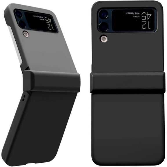 Compatible with Samsung Galaxy Z Flip 4 Cell Phone Ultra Slim Thin Pc Shockproof Protective Mobile Phone Case [Hinge Protection] Folding Anti-Drop Slip Impact Resistance Hard Back Cover-Black