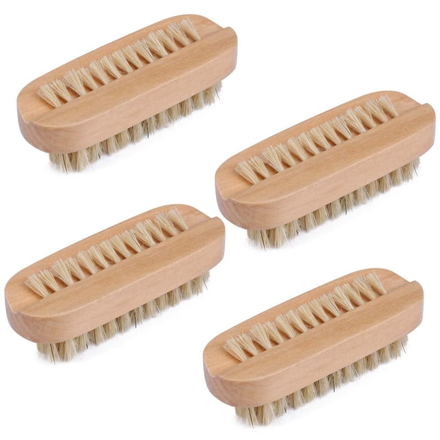 Cepillo de madera para limpiar uñas, ideal para manicura y pedicura (para mujeres), paquete de 4 unidades.