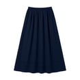 thumbnail image 3 of 2026 Women's Linen Blend Skirts, High Waist A Line Skirt, Flowy Summer Long Skirt with Pockets Navy S, 3 of 5