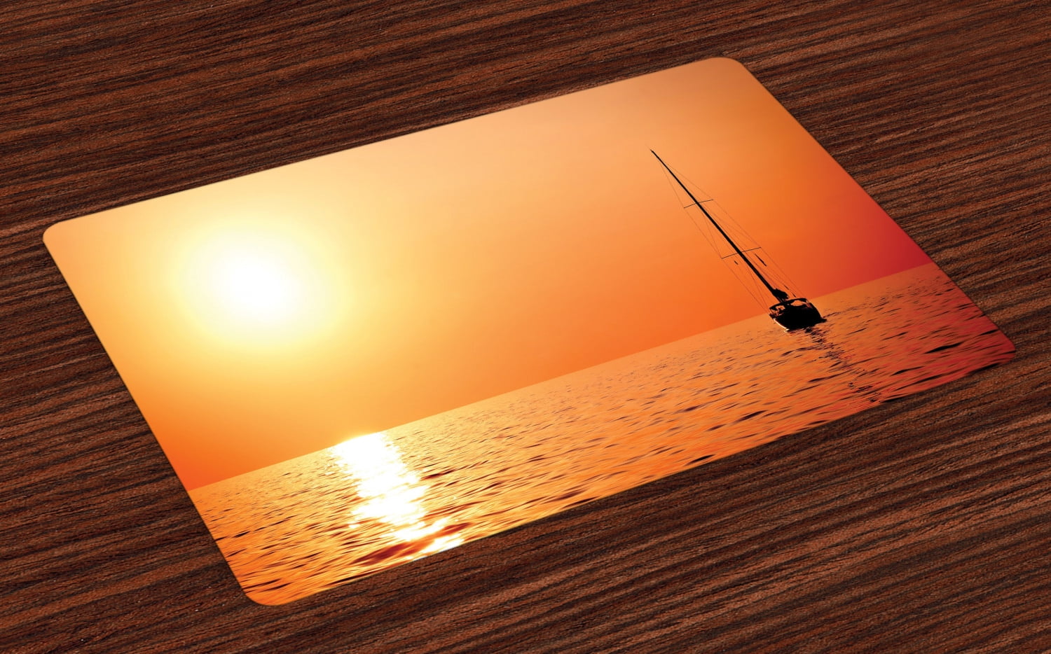 Sailboat Placemats Set of 4 Lonely Yacht at Sunset Sailing Competition