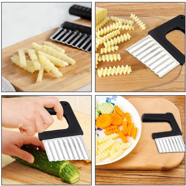 Cortador de patatas de acero inoxidable con forma de onda, cortador de ensaladas de frutas y verduras, herramienta para verduras, patatas y cebollas