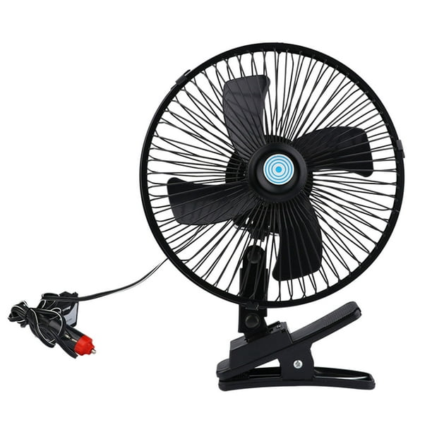 Ventilador de coche ajustable de aire acondicionado de bajo ruido montado en vehículo de 10 pulgadas y 12 V (negro)
