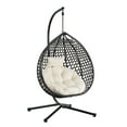 thumbnail image 4 of LEGAHOME Egg Chair, All-Weather PE Rattan Hanging Egg Chair Basket Chair with Stand and Removable Cushion, Wicker Swing Chair Hammock Chair for Indoor and Outdoor Use, Black&Beige, 4 of 9