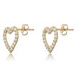 thumbnail image 2 of AVORA 10K Yellow Gold Open Heart Simulated Diamond CZ Stud Earrings, 2 of 6