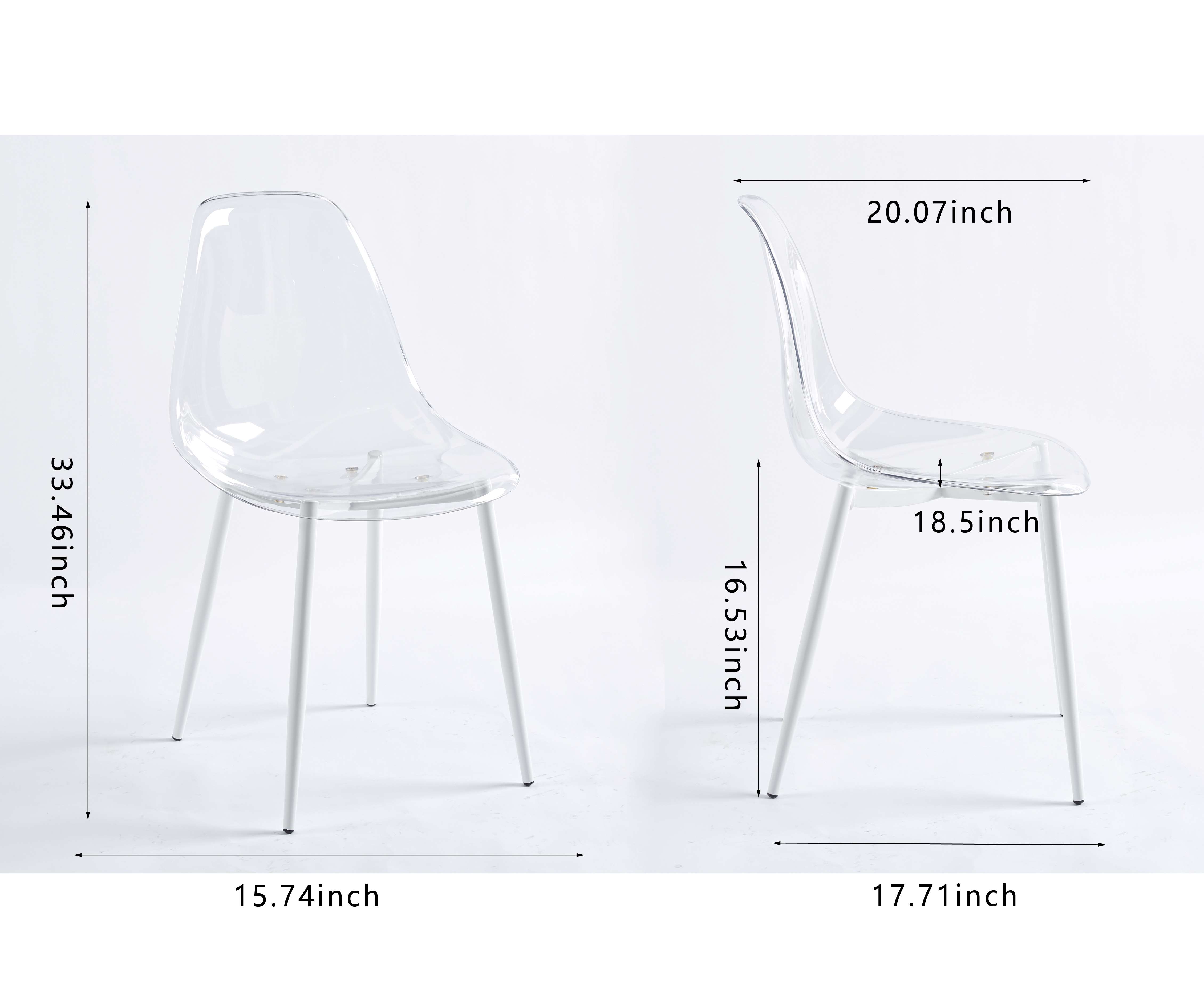 MAYEERTY Modern Plastic Chair Set of 4 Iron Tube Legs Dining Living Room
