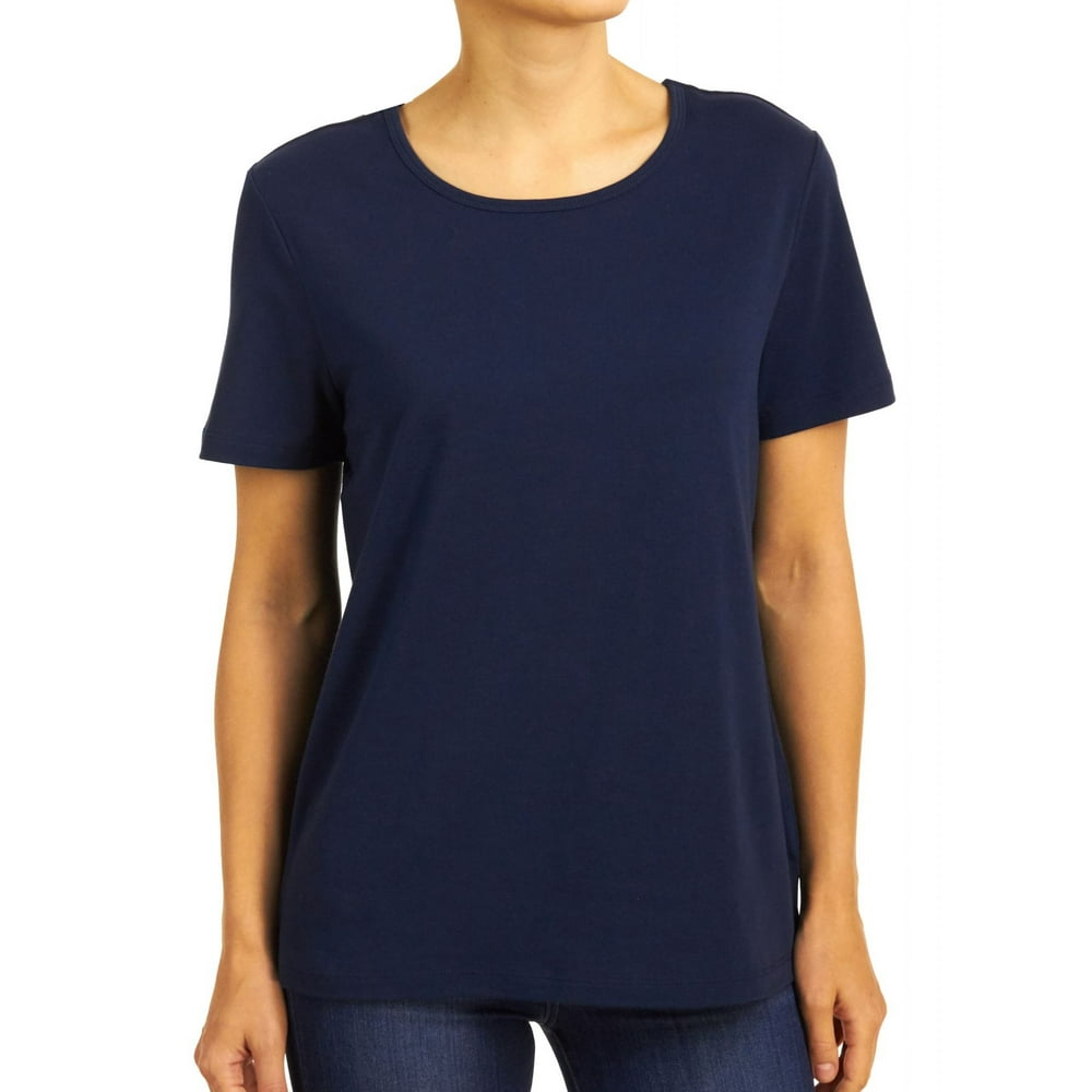 Erika Erika Women's Darci Cotton Short Sleeve Tee, Navy, XLarge