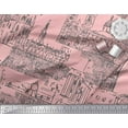 thumbnail image 2 of Soimoi Pink Cotton Poplin Fabric London Theme Architectural Printed Craft Fabric by the Yard 42 Inch Wide, 2 of 3
