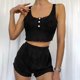 thumbnail image 2 of Conjuntos de ocio para el hogar para mujer Conjunto de pijama cómodo con dobladillo con volantes de punto de 2 piezas Pompotops qwe22482, 2 of 9