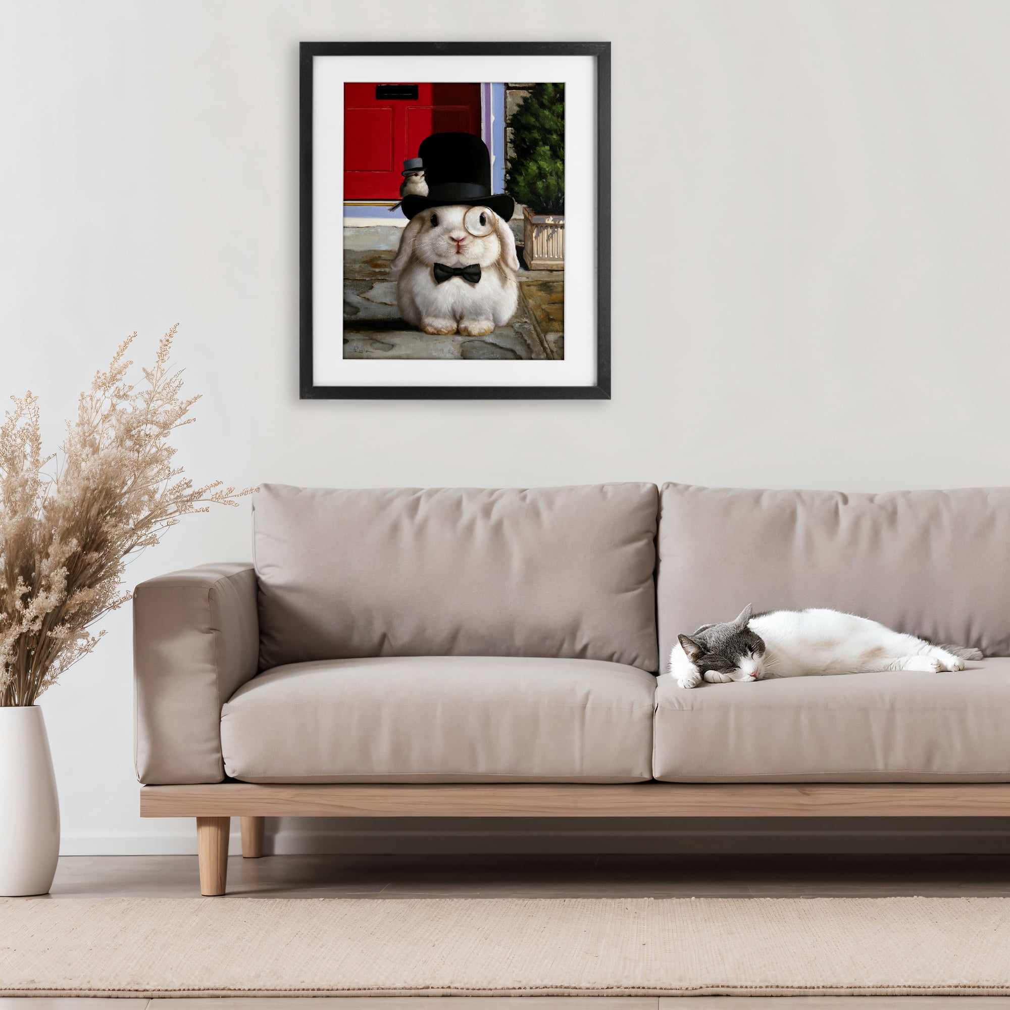Stupell Industries Lord Bunbury Rabbit Black Framed Print Under Glass, design by Lucia Heffernan