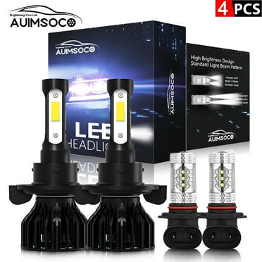 For Ford F-150 F-250 F-350 2004-2009 2010 2011 2012 2013 2014 High Low Beam Fog Lights 4Pcs Combo Kits LED Headlights 6000k Bulbs Cool White 8000LM 9008 H10 Non-polarity High Power Lamps