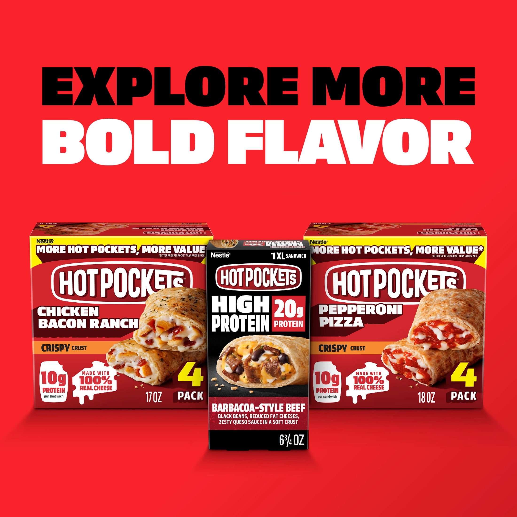 Hot Pockets High Protein Chipotle Chicken, Air Fryer Food, 1 XL Sandwich,  6.75 oz (Frozen)
