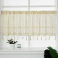 thumbnail image 2 of ZHH Handmade Crochet Cafe Curtains Hollow Window Tassels Kitchen Sheer Curtains Windows Doors Beige 23" x 59" 1 Panel, 2 of 7
