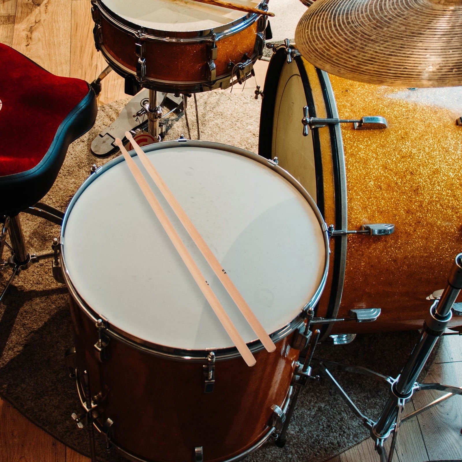 KHBUAB 1Set Assorted Color Wire Drum Brush and Wood Drum Stick Kit for Home Practice and Stage Performance