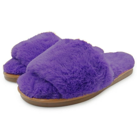 

LAVRA Womens Fuzzy Slides Faux Fur Slippers Sandals