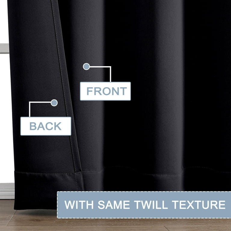 OVZME Blackout Curtains, 40"W x 84"L, Black, Set of 2 photo 3