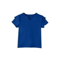thumbnail image 5 of CCRFTGI Shirts for Kids Girls Size 7 Ruffle Short Sleeve Casual Tee Shirt Girls Fashion Little V Neck Summer Shirts Classic Tees Royal Blue 9-10 Years, 5 of 6