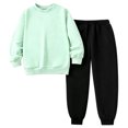 thumbnail image 4 of XAOFW Toddler Girl Outfits Long Sleeve Solid Color Sweatshirt Jogger Pants Little Girls Fall Winter Cozy Clothes Sets 10-11 Years, 4 of 4