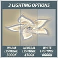 thumbnail image 5 of 27inch Catfun Ceiling Fan with Lights and Remote Control, 6 Petals Modern Bladeless Flush Mount, Low Profile 3 Switchable LED Light and Ultra Quiet 6 Gear Wind Speed, Ceiling Fan with Smart Timer, 5 of 6