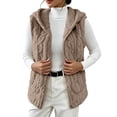thumbnail image 2 of Kinrui Womens Sherpa Vest Textured Open Front Knit Flannel Vest Jackets Lightweight Outerwear with Pocket Brown S, 2 of 9