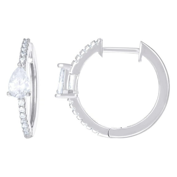 925 Sterling Silver Womens Pear Round Cubic Zirconia Hoop Earrings Hoop Earring for Women