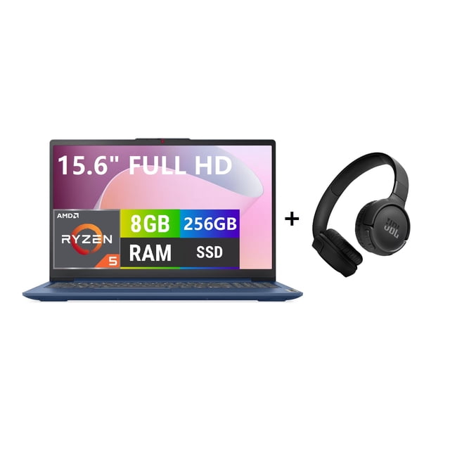Laptop Lenovo IdeaPad Slim 3 AMD Ryzen 5 40 8GB RAM 256GB SSD más Audifonos Bluetooth JBL Tune 520