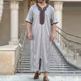 thumbnail image 2 of Thobe for Men Short Sleeve Loose Fit Mens Kaftan Thobe Islam Middle East Kaftan Dresses Dubai Clothes, 2 of 3