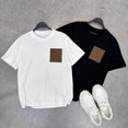 thumbnail image 2 of Camiseta de manga corta de verano para hombre, camiseta de marca de moda con parche tejido, camiseta holgada de manga corta para pareja, 2 of 5