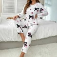 thumbnail image 6 of BLTIBY Flannel Pajama Sets for Women 2 Piece Crew Neck Valentine's Day Fuzzy Long Sleeve Pants Oversized Casual Sherpa Sleepwear Outfits Black L, 6 of 6