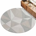 thumbnail image 2 of Round Rugs 6Ft, Geometric Minimalist Round Area Rug Washable Indoor Throw Carpet, Triangle Line Minimalist Soft Non Slip Circle Rug for Office Cabinet Home Decor Aesthetic, 2 of 5