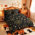 thumbnail image 2 of Manfei Halloween Ghost Print 7-Piece Twin Bedding,Fall Maple Leaf Pattern Bedding Comforter Set,Black Reversible, 2 of 7