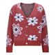 thumbnail image 4 of Chaqueta y abrigo informal sin mangas y sin capucha para mujer, de invierno, holgada, informal, con estampado floral, con botones, de punto, de manga larga, tipo cárdigan, abrigo para mujer, 4 of 9