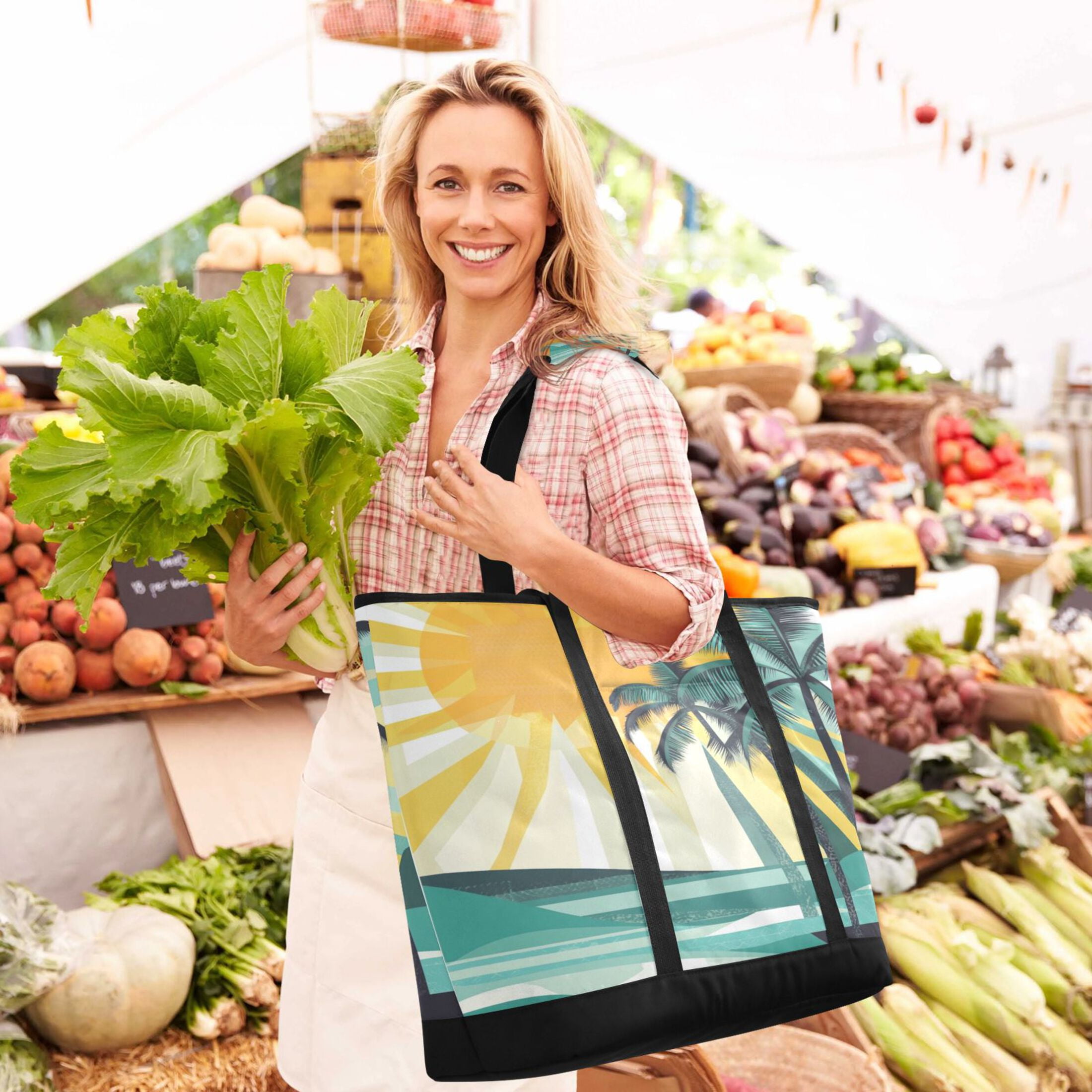 Large Hand-held Ice Pack Picnic Bag Insulation and Refrigeration Suitable for Shopping Picnics and Camping Sea Tree