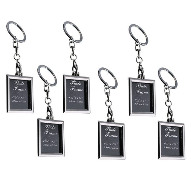 6pcs moda mini marco de fotos llaveros de metal llaveros llavero regalo para pareja y familia (rectángulo)