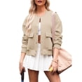 thumbnail image 1 of Chaqueta de Mujer para Otoño/Invierno, Larga, Cuello Alto, con Bolsillo Lateral. Beige XXL, 1 of 8
