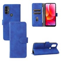 Case for Motorola Moto G Pure 2022 Wallet Case with Card Slots Holder Magnetic Clasp Cover, Luxury PU Leather Skin-Friendly Wrist Strap Handbag Kickstand Soft Silicone Shockproof Protective Case,Blue