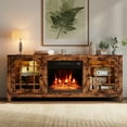 thumbnail image 4 of Costway 58" Fireplace TV Stand with LED Lights & 18" Electric Fireplace, Remote Controls Rustic Brown, 4 of 10