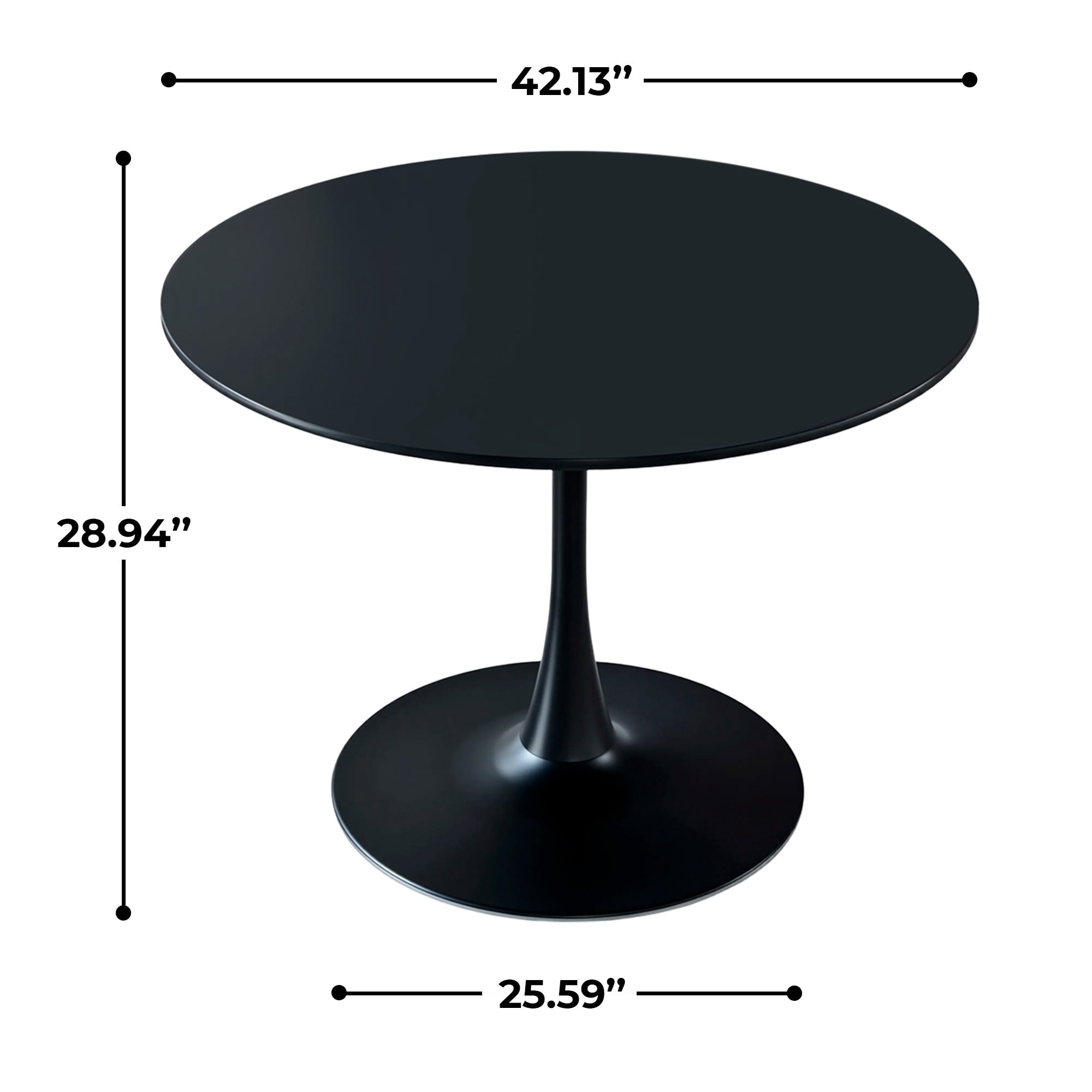 Holaki 42.1" Round Dining Table with MDF Top & Metal Tulip Pedestal Frame for Kitchen, Living Room, Bedroom, Black