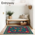 thumbnail image 3 of ODIKA 5'x7' Machine Washable Non-Slip Area Rug, Merry and Bright Vintage Sleigh Bells Motif Floor Cover High Traffic Rug with Pad, Blue, 625436, 3 of 8