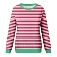 thumbnail image 4 of FNFYFH Striped Sweatshirts for Women Plus Size Fleece Long Sleeve Crewneck Sweatshirt 2025 Fall Winter Causal Comfy Blouse Womens Pullover Green S-5XL Clearance Sales, 4 of 5