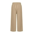 thumbnail image 5 of Resicozy Cotton Linen Pants Women Summer Dressy Casual Straight Leg Capri Pant Elastic Waist Beach Trousers with Pockets Khaki M, 5 of 6