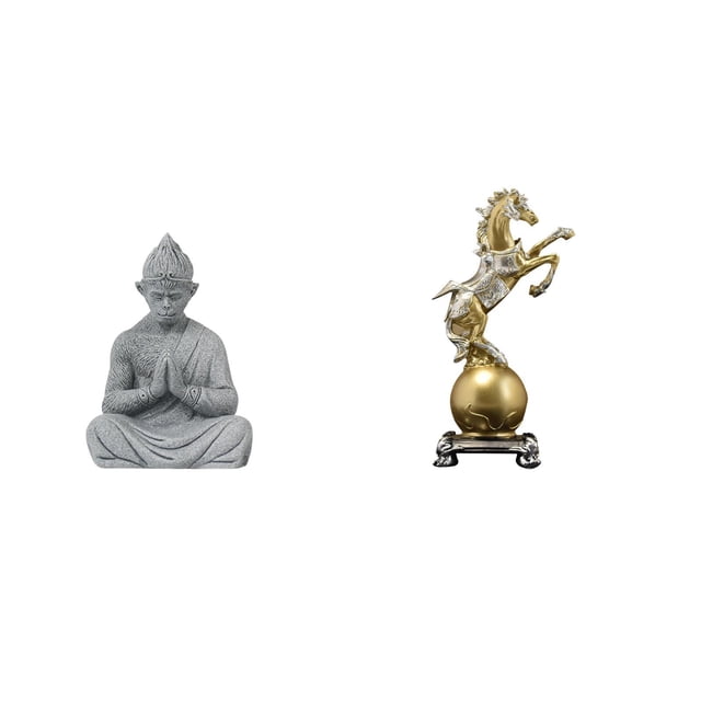 Estatua De Buda Mono Con Forma De Caballo, Escultura De Sun Wukong, Arte Coleccionable De Resina, Adorno Artesanal, Miniatura Decorativa Para Hotel, Patio, Centro De Mesa, Estante, Sala De