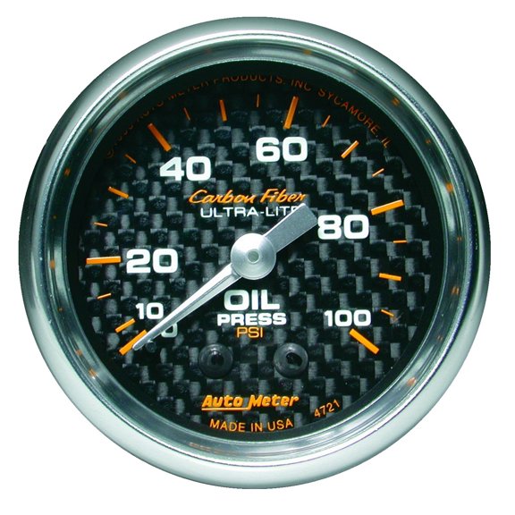 AUTO METER 4721 2IN OIL PRESS, 0-100 PSI, MECH, CARBON FIBER