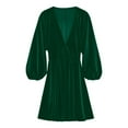 thumbnail image 7 of Women’s Plus Size V Neck Velvet Dress Long Sleeve Wrap Empire Waist Midi Dress for Wedding Guest, 7 of 7