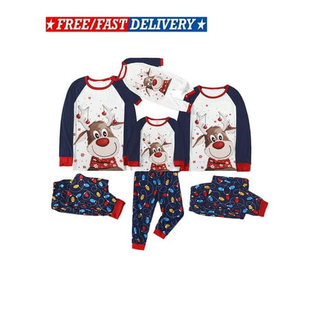 

Christmas Pajamas Family Matching Pjs Sets Soft Sleepwear Christmas Matching Jammies Holiday Xmas Loungewear for Parent Child Baby